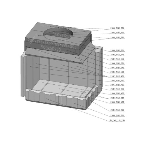 Šamotová komora komplet KV DYNAMIC R 3G S 72.44.42.21  